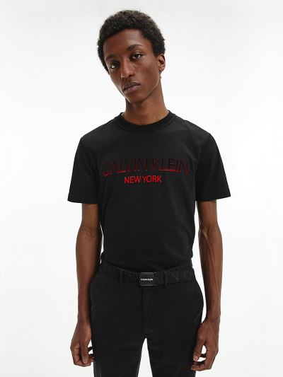 Calvin Klein Ruhák HU578728 | Calvin Klein Ombre Logo Férfi Póló Fekete